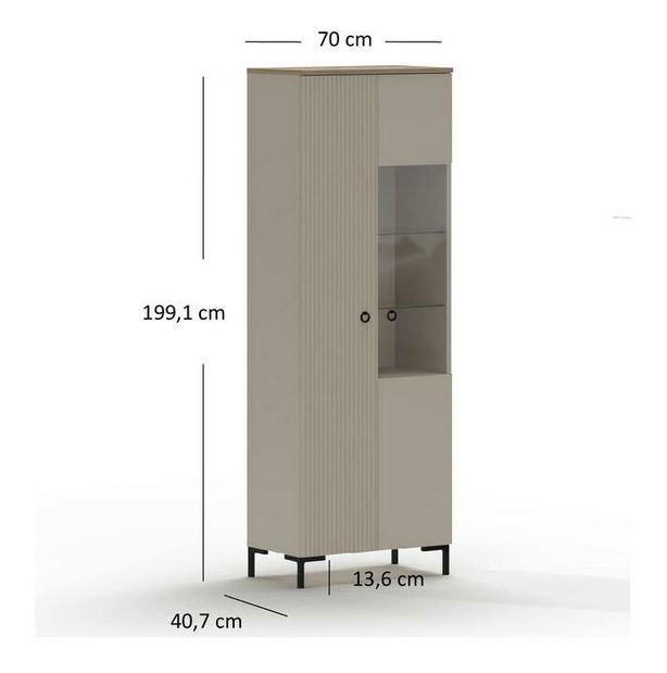 Vitrína Demandaron 1 (taupe + dub silverjack)