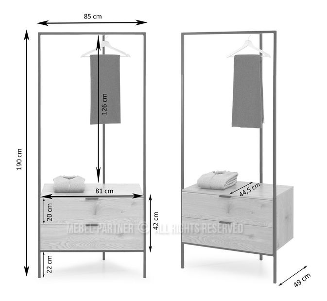 Regál Tejido (dub + černá)