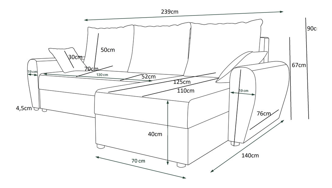 Rohová sedací souprava Fleur L (krémová + šedá) (P)