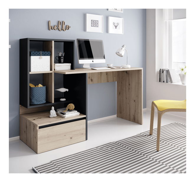 PC stolek Nurvo (dub artisan + grafit)