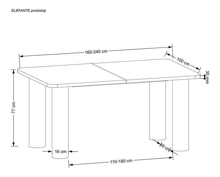 Rozkládací jídelní stůl 160-240 cm Elvira (přírodní dřevo) (pro 6 8 osob)