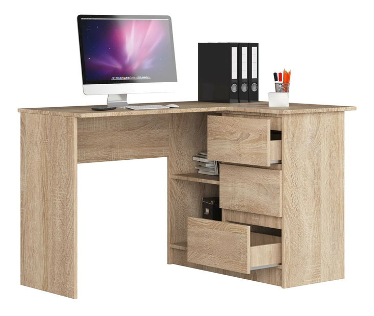 Rohový PC stolek Bodhi (dub sonoma) (P)