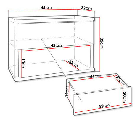Závěsný noční stolek Amarilda (bílá + bílá lesklá)