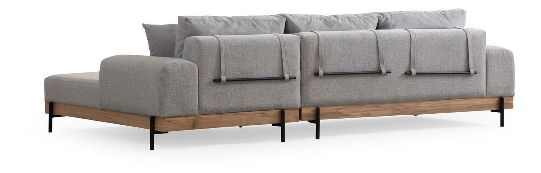 Rohová sedačka Etorella (P) (šedá + dub)
