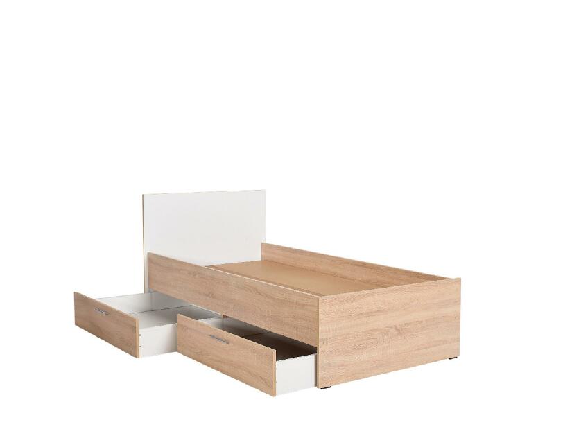 Jednolůžková postel 90 cm Vobima 2 (dub sonoma + bílá) (s roštem) (s úlož. prostorem)