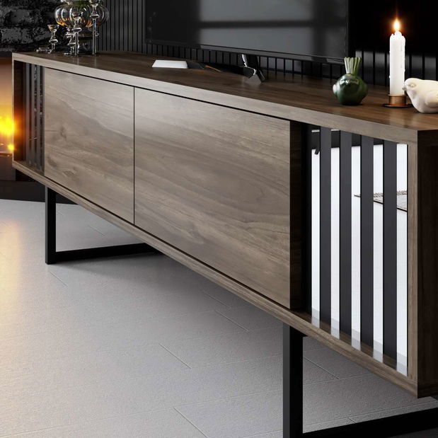 TV stolek/skříňka Chromonise (ořech + černá)