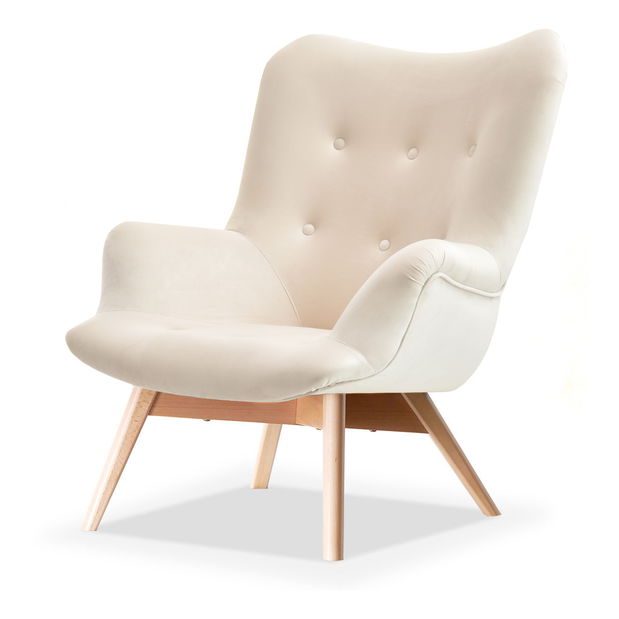 Designové křeslo Florentino (krémová + ořech)