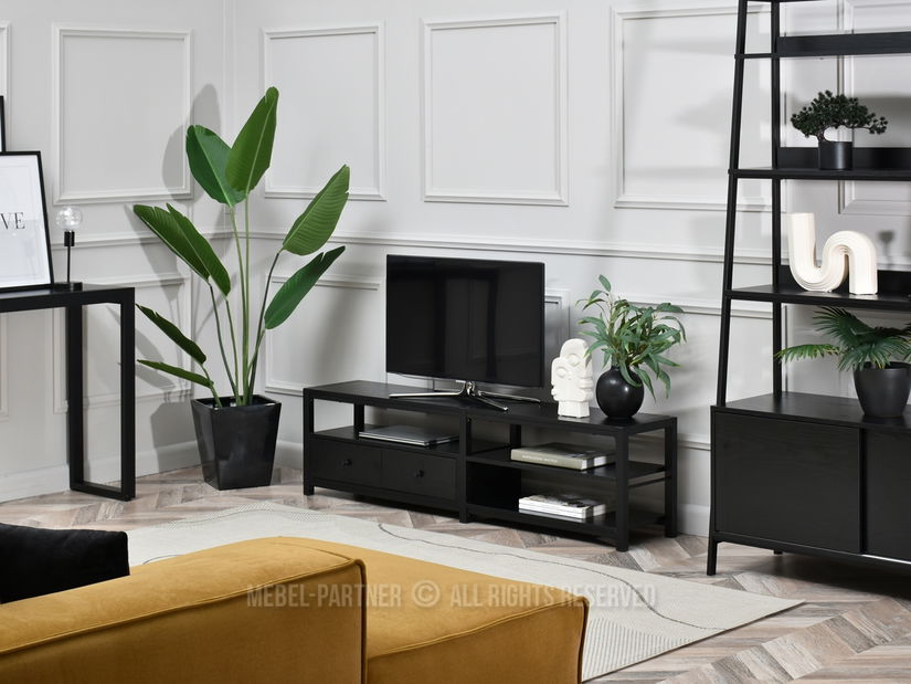TV stolek/skříňka Elena (černé dřevo + černá)