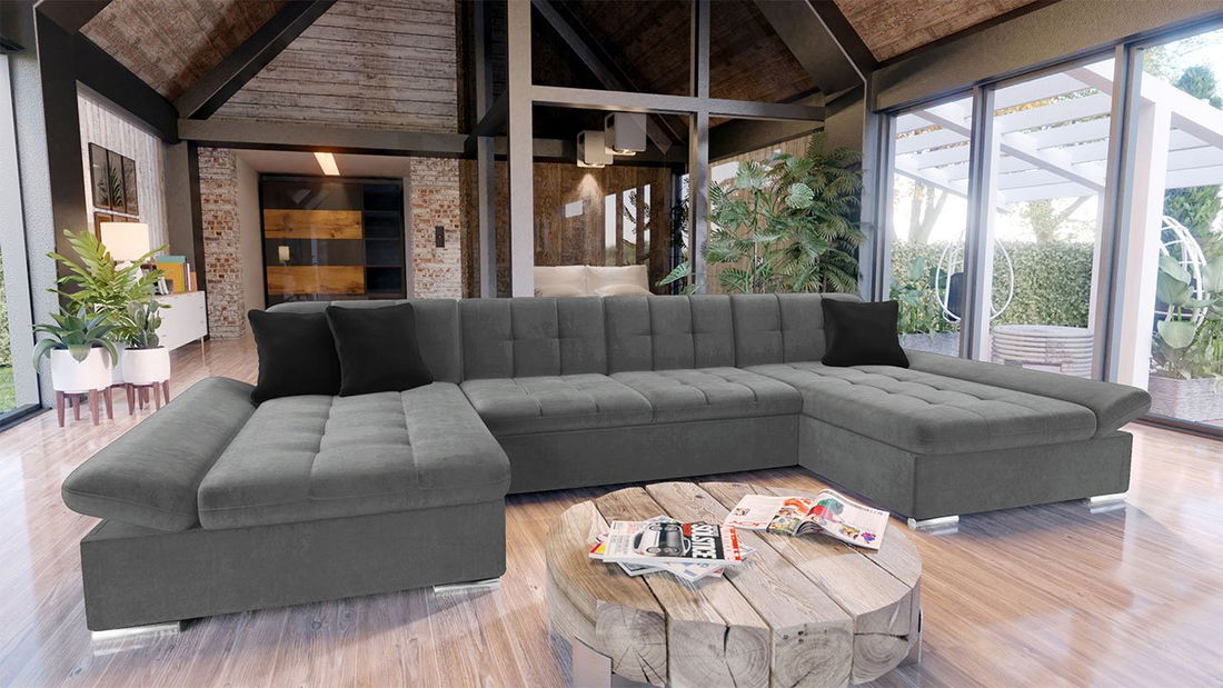 Rozkládací sedačka Agnara (magic velvet 2217 + magic velvet 2217 + magic velvet 2219)