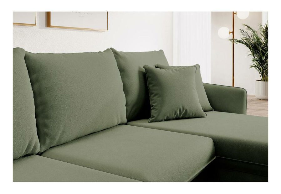 Rohová sedací souprava Vivaldio L (olivová + zlatá)