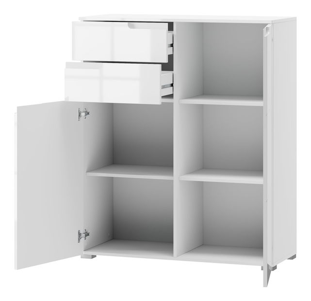 Komoda Sallosa 7 (bílá + lesk bílý)