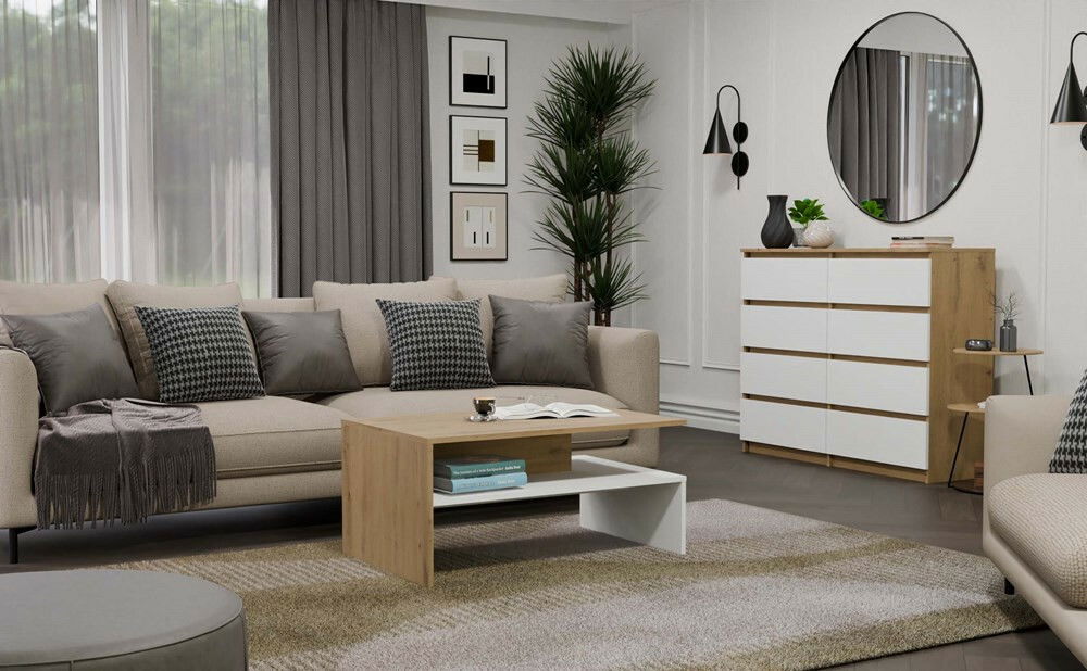 Konferenční stolek Bolivar 1 (dub artisan + bílá)