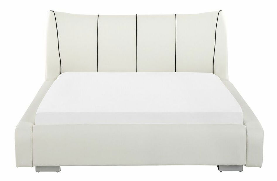 Manželská postel 140 cm NICE (s roštem a LED osvětlením) (bílá)