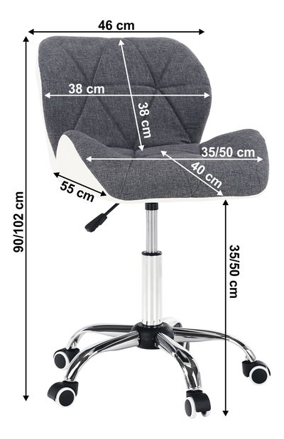 Set 2 ks. kancelářských křesel Badda (šedá + bílá) *výprodej