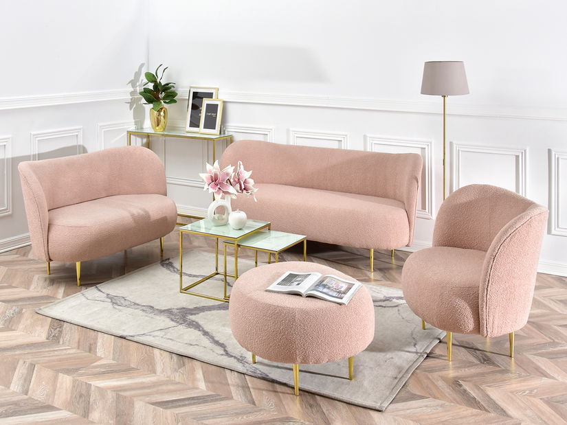 Relaxační křeslo Corintana (pudrová růžová + zlatá)