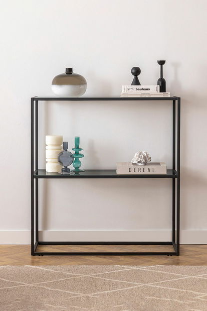 Konzolový stolek Bora (černá + sklo)