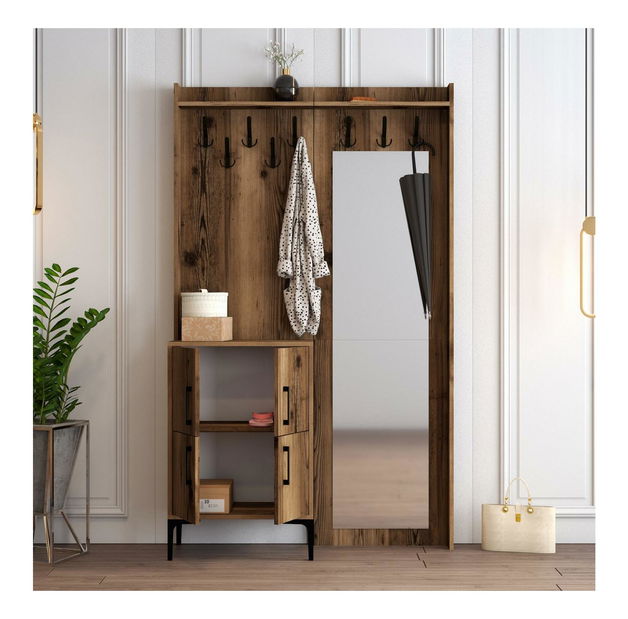 Předsíňová stěna Betina BC (ořech) (se zrcadlem)