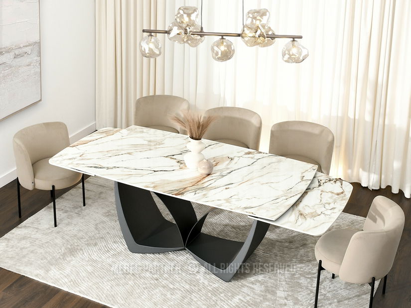 Jídelní stůl Carteles (mramor + černá)