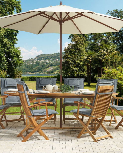 Zahradní slunečník 270 cm TRATORIA (dřevo) (světlobéžová)