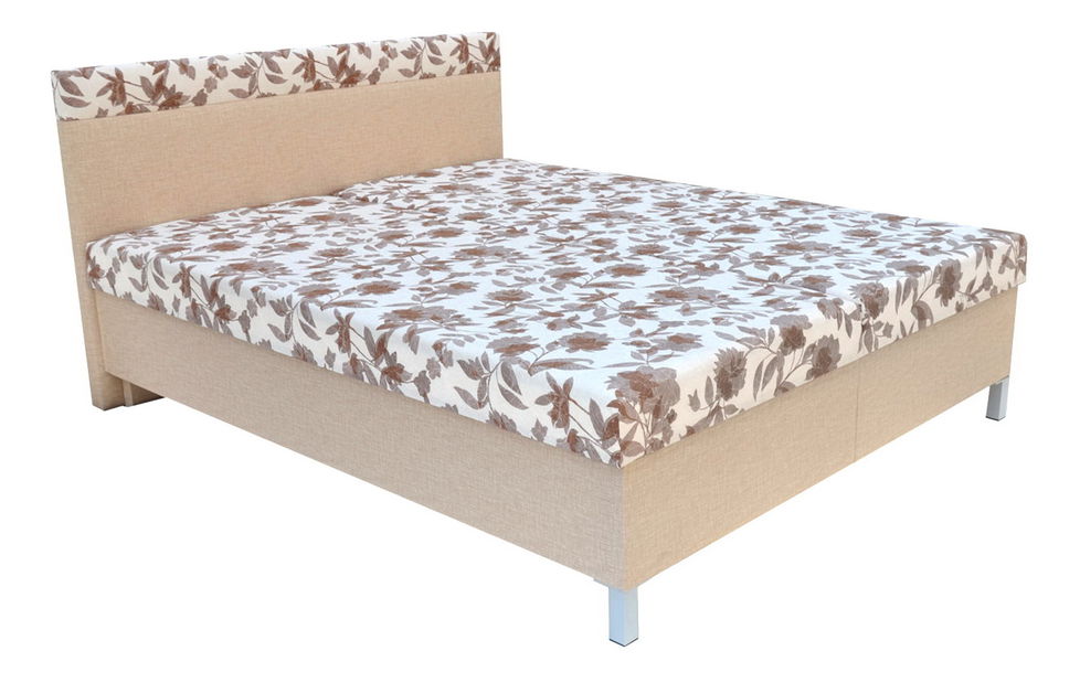Manželská postel 160 cm Agata (béžová) (s rošty a matracemi)