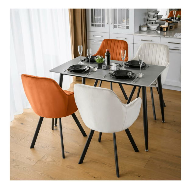 Jídelní stůl Fresia 1 (šedý mramor + černá) (pro 4 osoby)