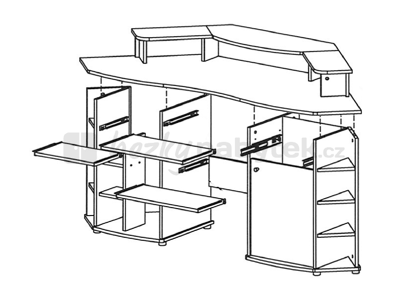 Rohový PC stolek Herman