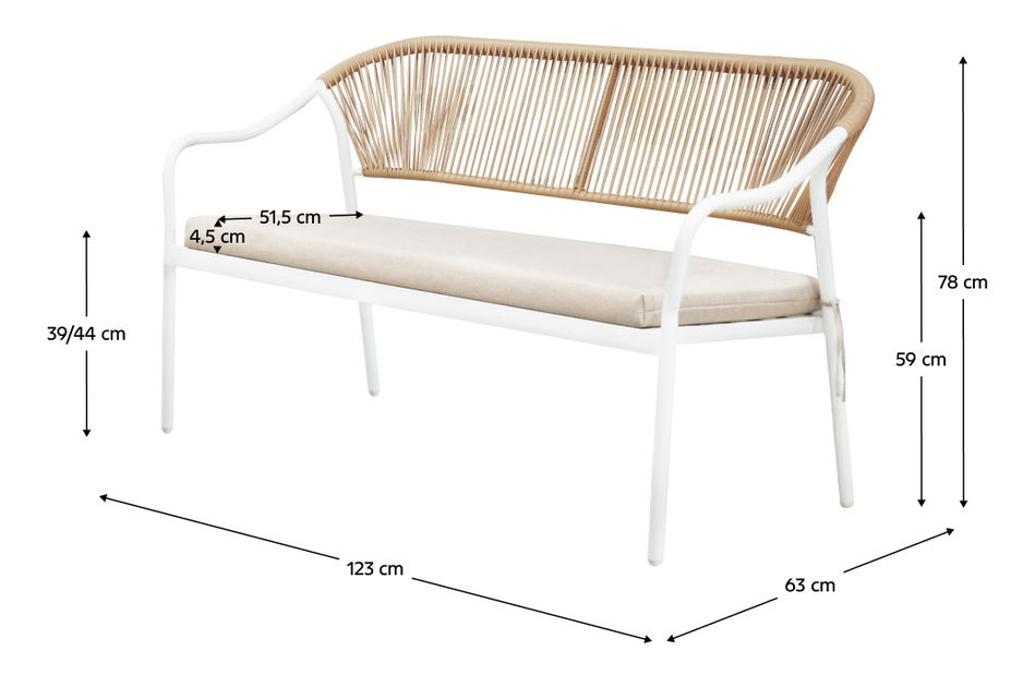 Zahradní 4-dílný ratanový set Paxton (bílá + béžová)