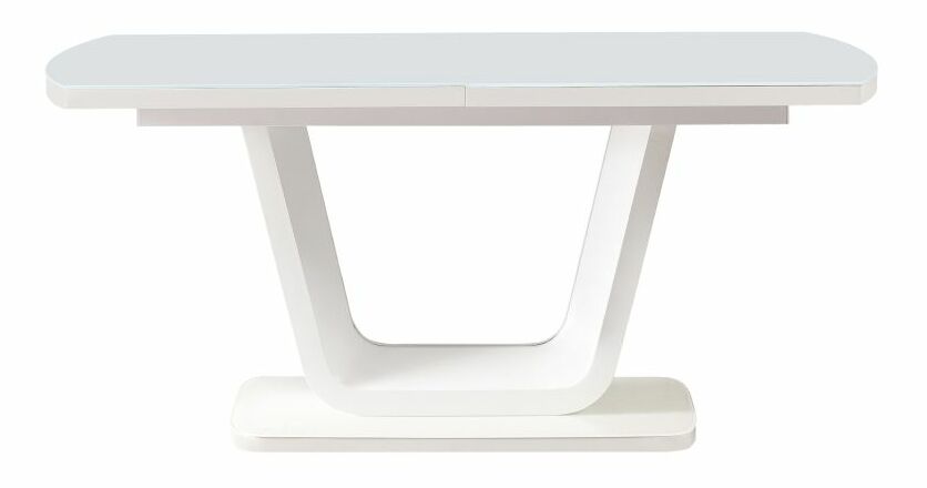 Rozkládací jídelní stůl 160 OLAF (bílý lesk) (pro 6-8 osob)