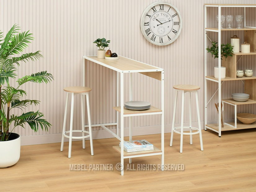 Barový set Everet (sonoma + bílá) (pro 2 osoby) *bazar