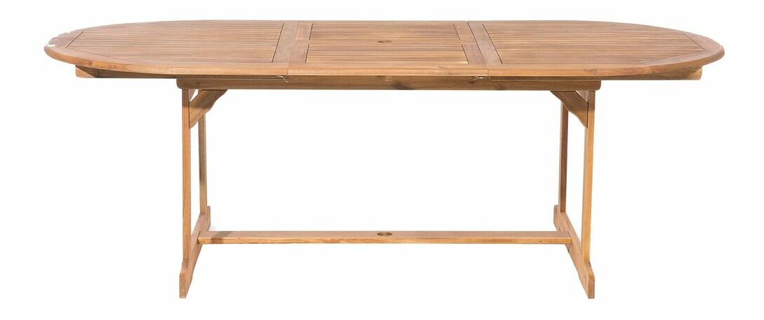 Zahradní jídelní sada Mali (světlé dřevo) (šedé podsedáky + slunečník)