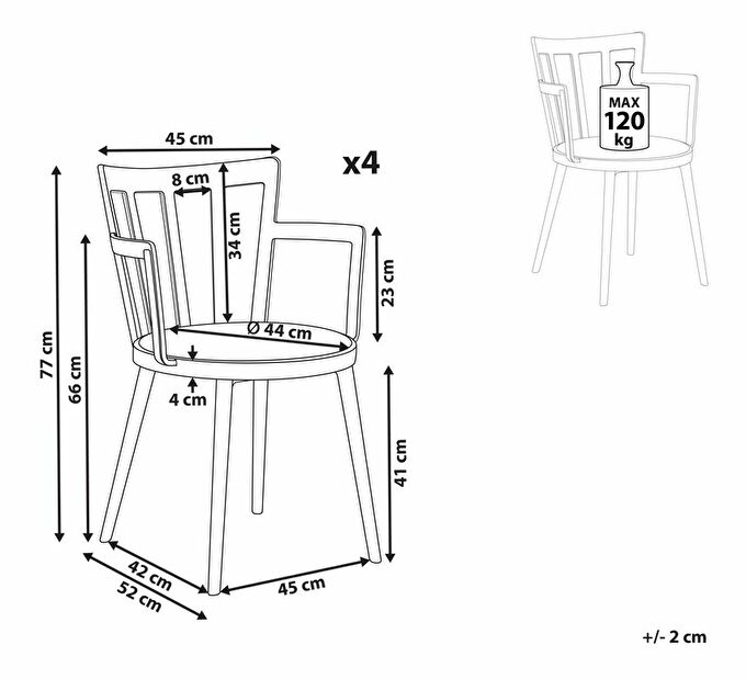 Set 4 ks jídelních židlí Morza (černá)