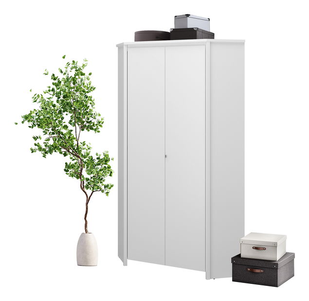 Rohová šatní skříň Ethan 2D (bílá)