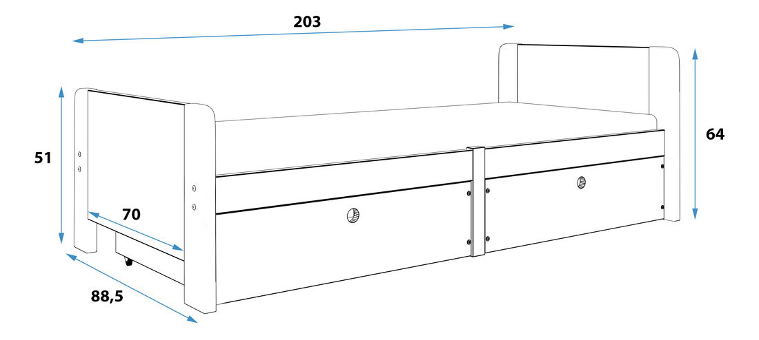 Jednolůžková postel 80 cm Aria (bílá)