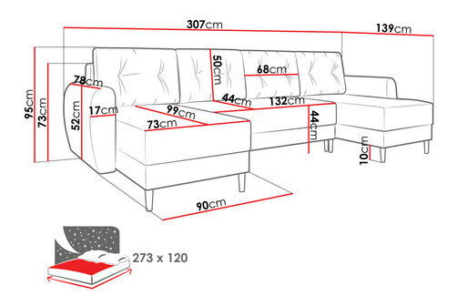 Rohová sedačka U Keklat US (oranžová) (s úl. prostorem)
