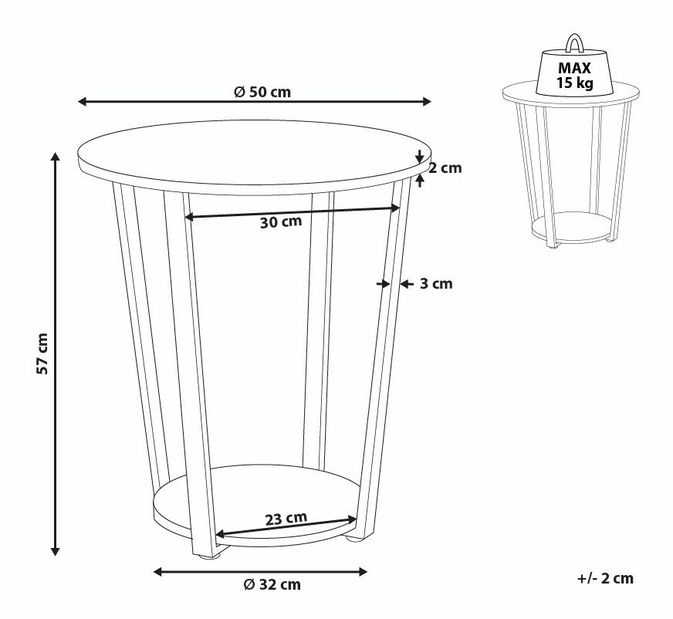 Příruční stolek Oriza (tmavé dřevo)