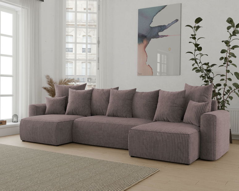 Rohová sedačka Denia U (tmavě hnědá) (L)