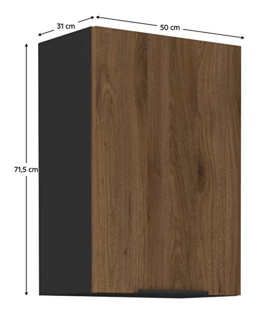 Horní kuchyňská skříňka Monzesa 50 G 72 1F (ořech okapi + černá)