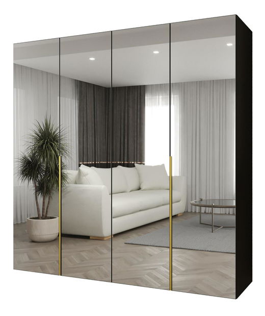 Šatní skříň 200 cm Alice 3 (černá + zlatá)