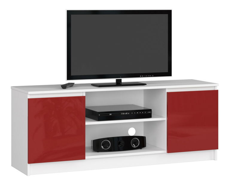 TV stolek Dariel (bílá + červený lesk)