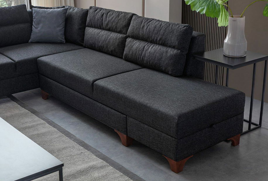 Rohová sedačka Puffyna (antracit) (P)