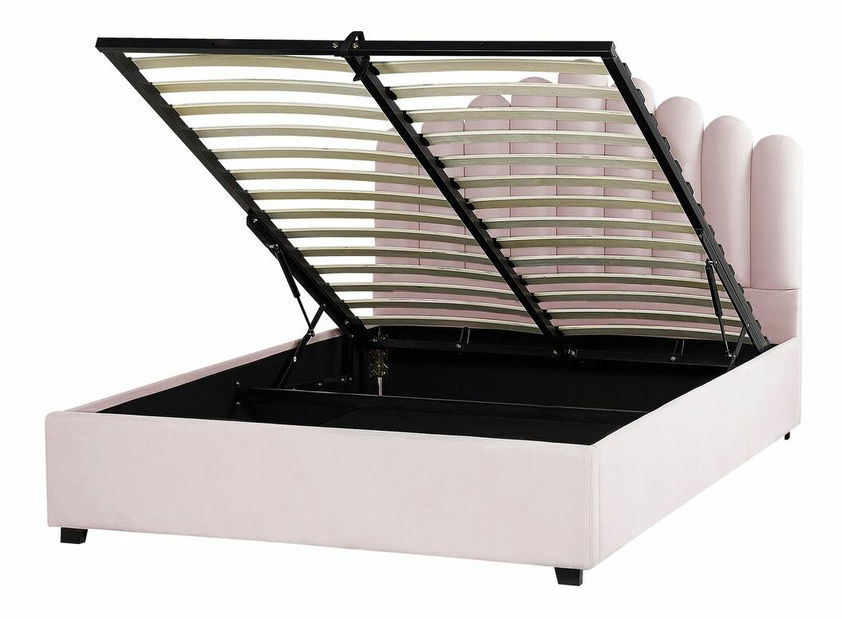 Manželská postel 160 cm Valhala (růžová) (s roštem a úložným prostorem)