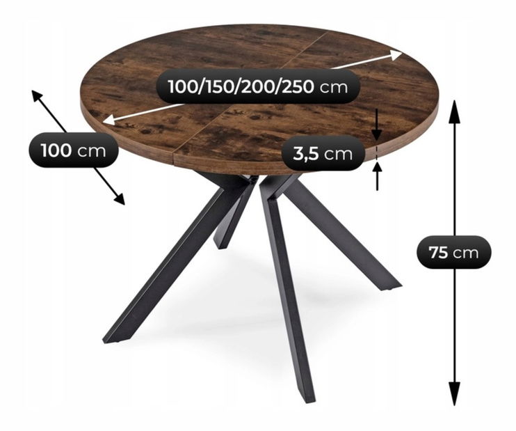 Rozkládací jídelní stůl Lavar (dub rustikální) (pro 4-10 osob)
