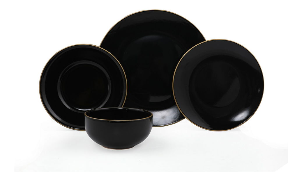 Jídelní souprava (24 ks.) Tyson (černá + zlatá) *výprodej