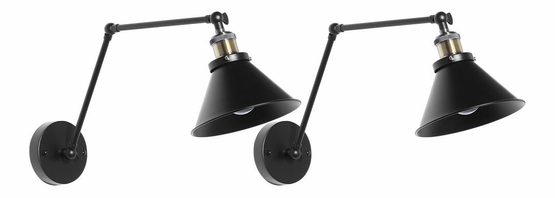 Set 2 ks. nástěnných lamp NARIVA (kov) (černá)