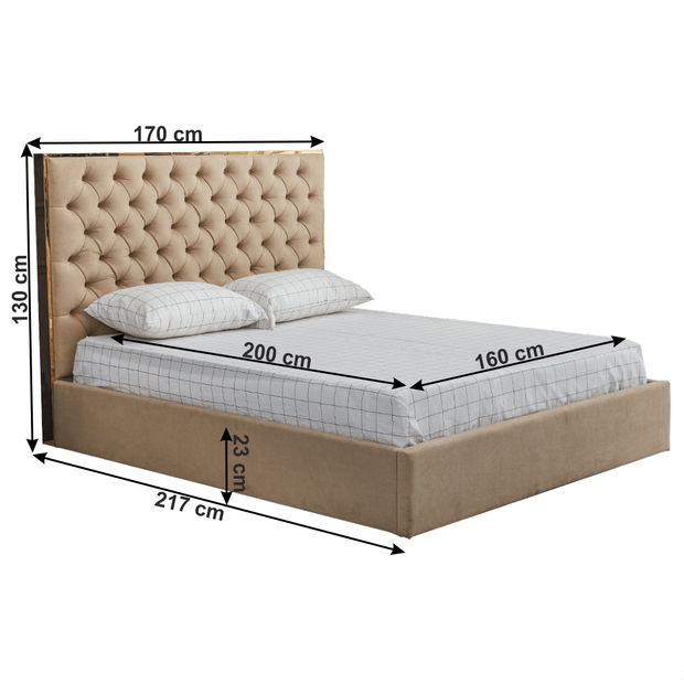 Manželská postel 160 cm Nadina (s roštem) (béžová)
