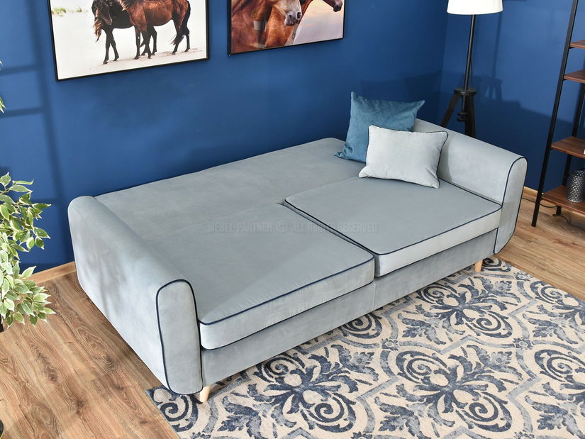 Pohovka dvousedačka Bacteria (modrá + dub)