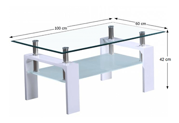 Konferenční stolek Latasha NEW (extra vysoký lesk bílý)