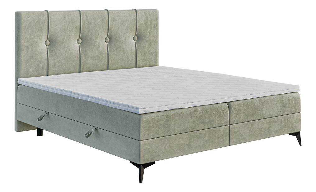 Boxspring postel 140 cm Roseann (světlobéžová) (s matrací a úl. prostorem)