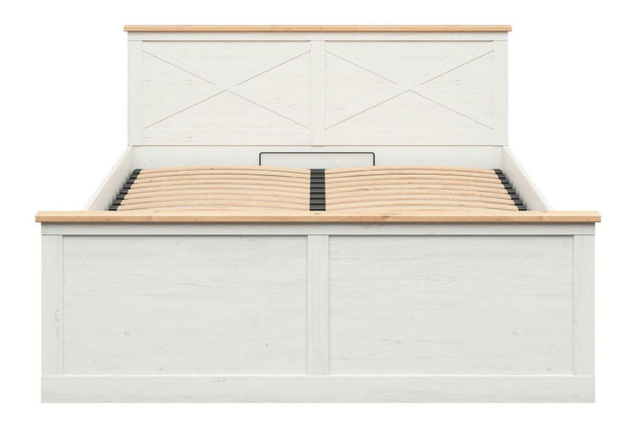 Manželská postel 160 cm BRW Frija 3 (borovice andersen bílá + dub artisan) (s roštem) (s úl. prostorem)