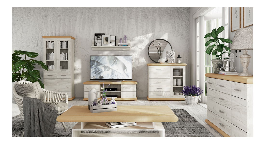 Regál Kenny 05 (craft bílý + craft zlatý)